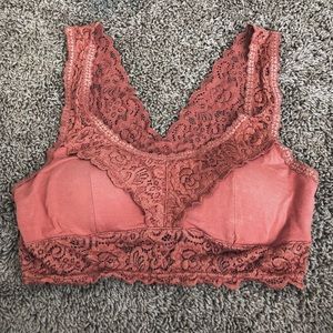 ღ SOLD deep coral lace bralette